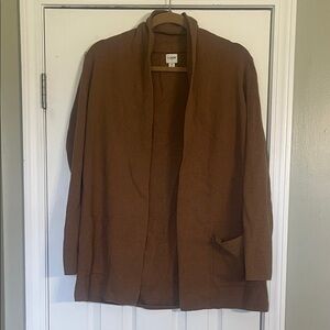 J. Crew Open-Front Chestnut Brown Cardigan